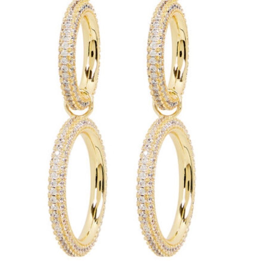 Luv Aj Pave' Gold Plated Drop Earrings. EUC!